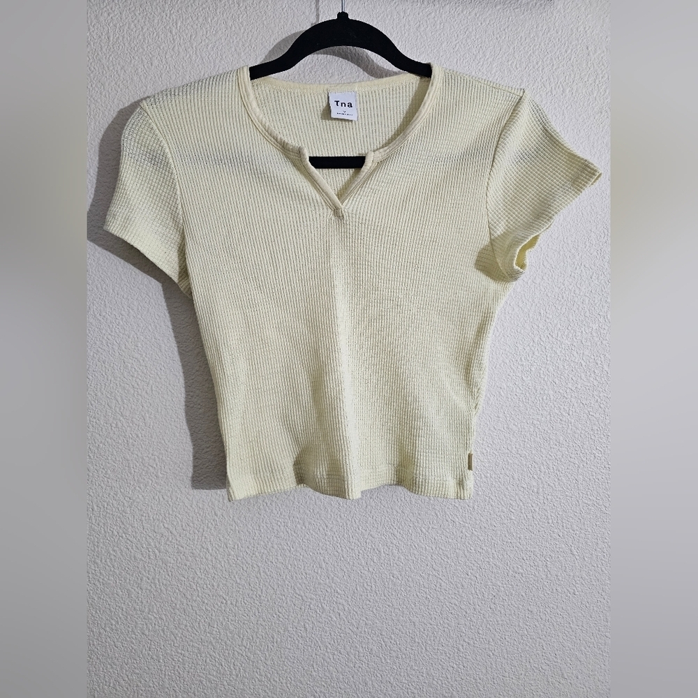 Aritzia TNA Cream Ribbed Women's Top - Picture 2 of 7